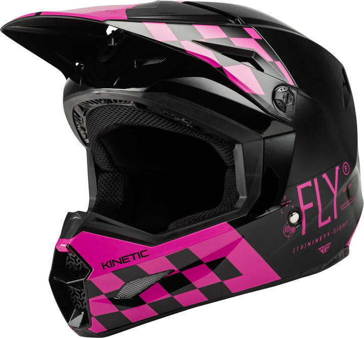 FLY RACING Kinetic Lite Rival Helmet Gloss Black/Pink Lg 73-3477L