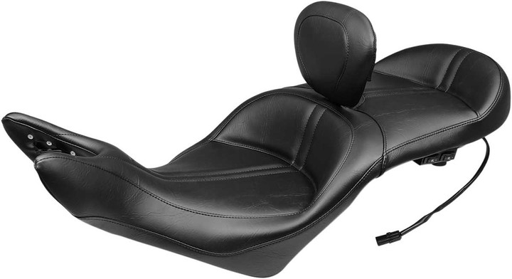 MUSTANG One-Piece Touring Seat - Heated - w/ Driver Backrest - Black 79723