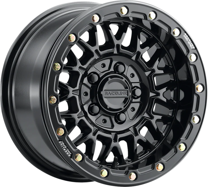 RACELINE WHEELS Wheel - Omega Beadlock - Front/Rear - Black with Gloss Black Ring - 15x7 - 5/4.5 - +25 mm A15GB-57012+25