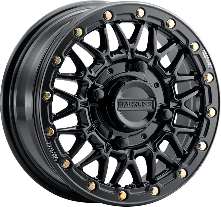 RACELINE WHEELS Wheel - Omega Beadlock - Front/Rear - Black with Gloss Black Ring - 15x7 - 4/156 - +38 mm A15GB-57056+38