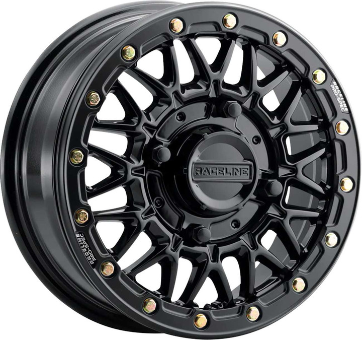 RACELINE WHEELS Wheel - Omega Beadlock - Front/Rear - Black with Gloss Black Ring - 15x8 - 4/137 - 0 mm A15GB-58037-00