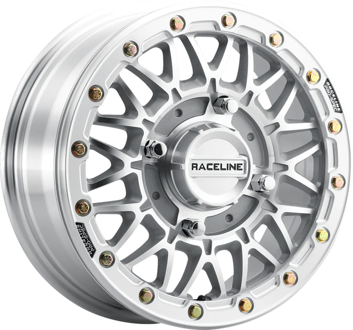 RACELINE WHEELS Wheel - Omega Beadlock - Front/Rear - Machined with Gloss Silver Ring - 15x6 - 4/156 - +40 mm A15MA-56056+40