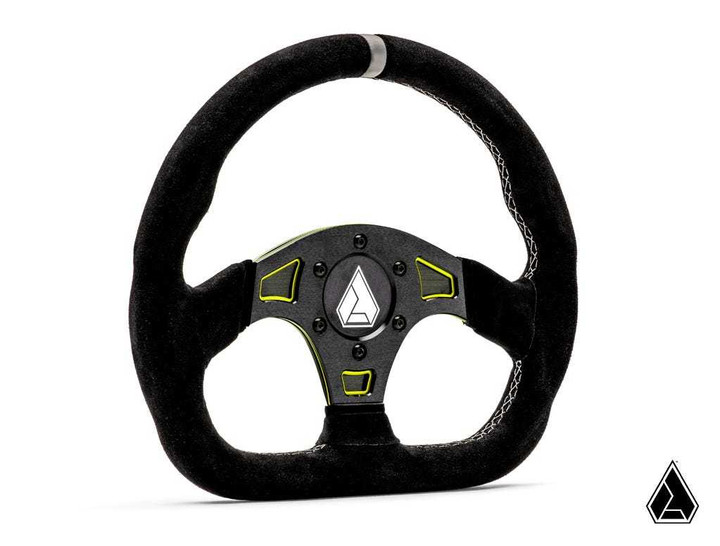 Suede Ballistic "D" UTV Steering Wheel - Lime Squeeze