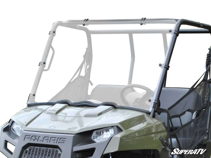 Polaris Ranger Midsize Full Windshield - Scratch Resistant Polycarbonate - Clear - Ranger Midsize EV - 2010-2014 -