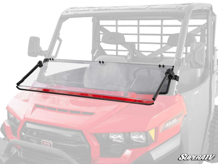 Gravely Atlas JSV Scratch-Resistant Flip Down Windshield - Scratch Resistant Polycarbonate - Clear