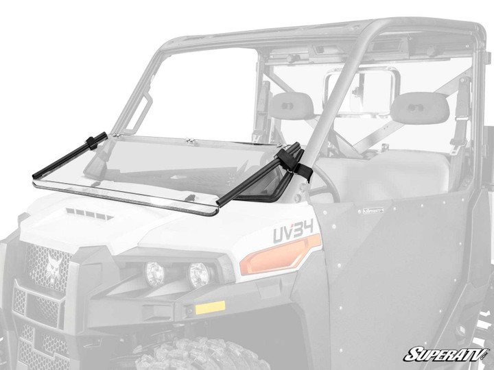 Bobcat UV34 Flip Down Windshield - Scratch Resistant Polycarbonate - Clear