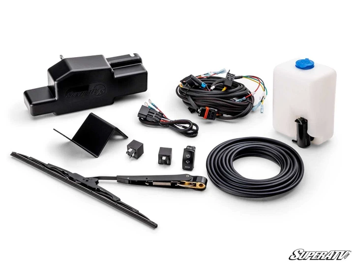 Electric UTV Windshield Wiper Kit for SuperATV MaxDrive Power Flip Glass Windshields - FGWS-CA-COM