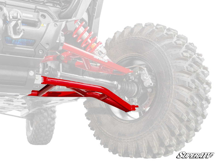 Polaris RZR XP High-Clearance A-Arms - Non-Adjustable - Lower - Heavy-Duty 4340 Chromoly Steel - Red