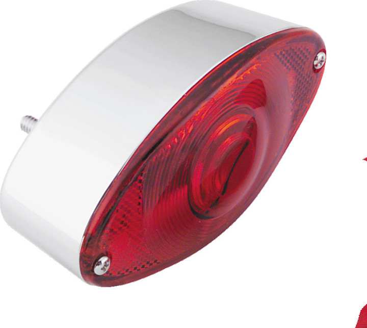 Bikers Choice Chrome Cat Eye Tail Lamp Assembly Red Lens Universal Custom 492906