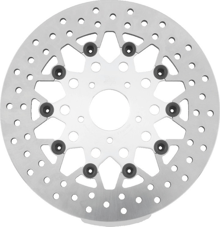 Twin Power 08-13 FLH FLT 08-16 FLHR 06-17 Dyna Front 11.8 Floating Mesh Rotor Silver 666822
