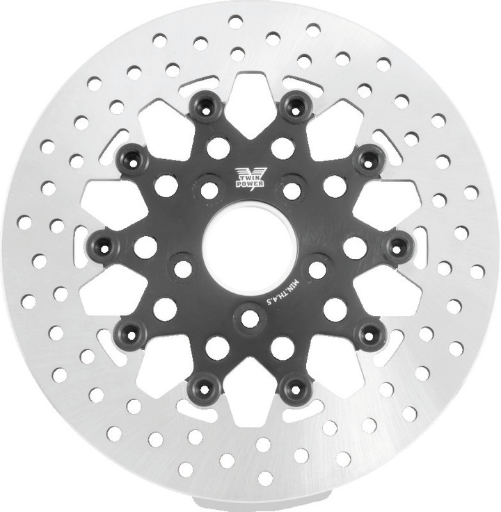 Twin Power 84-17 Big Twin Exc 08-17 FLH FLT Rear 11.5 Floating Rotor Black Mesh 666838