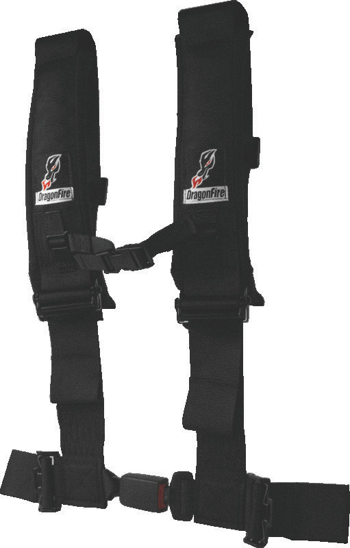 DragonFire Racing Harness H-Style- 4-Point- EZ-Adjust- 3in Buckle- Black 522046