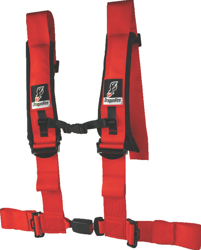 DragonFire Racing Harness- H-Style- 4-point- EZ-Adjust- 3in Buckle- Red 522047