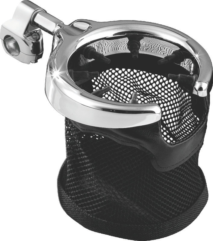 Kuryakyn Drink Holder with Mesh Basket 1-1/4 inch Clamp Chrome 1475