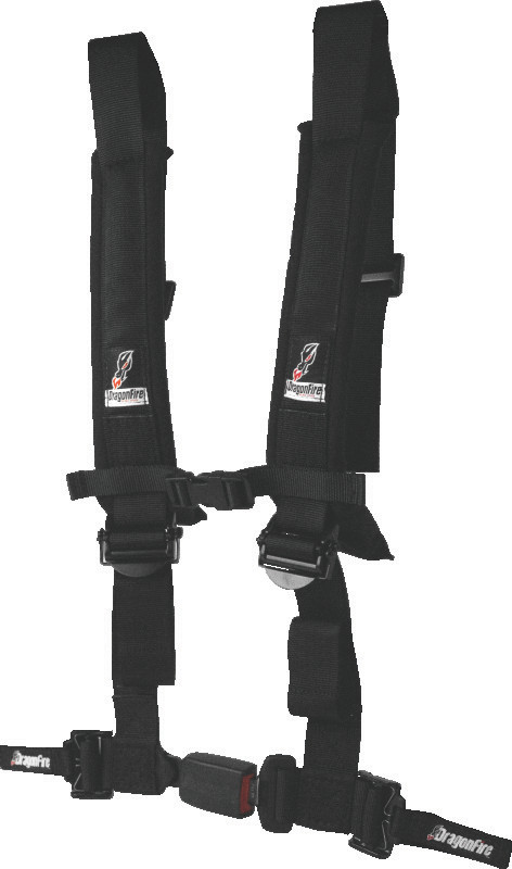 DragonFire Racing Harness H-Style- 4-Point- EZ-Adjust- 2in Buckle- Black 522044