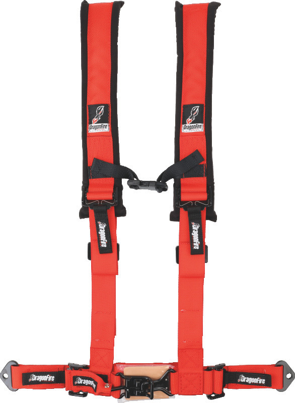 DragonFire Racing Harness- H-Style- 4-Point- 2in Buckle- Red 521272