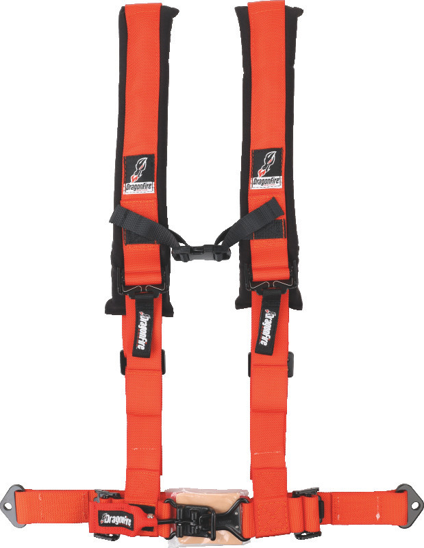 DragonFire Racing Harness- H-Style- 4-Point- 2in Buckle- Orange 521405