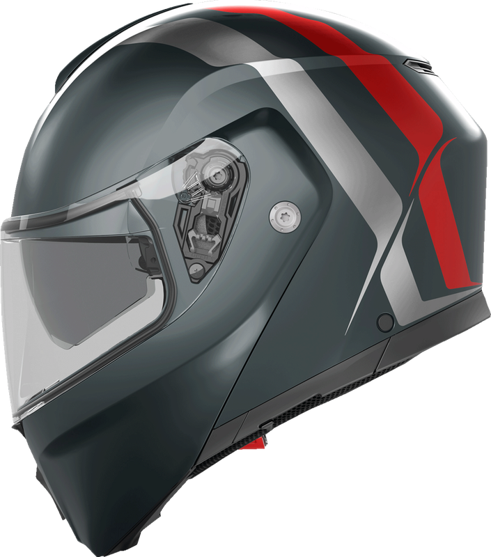 Agv Streetmodular Helmet - Resia - Matte Gray/Silver/Red - Large 2118296002006L