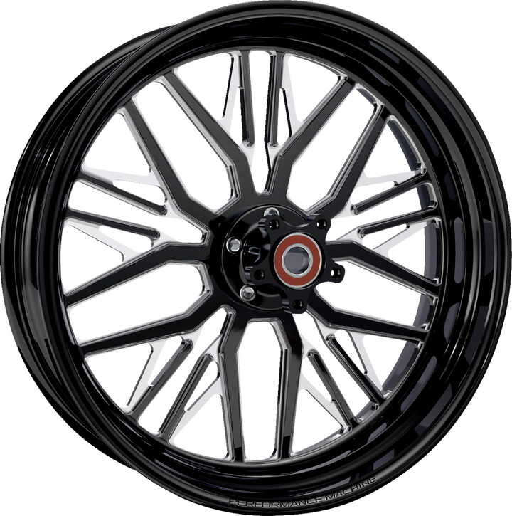 Performance Machine (Pm) Wheel - Phatour - Front - Dual Disc/With Abs - Black/Contrast Cut Platinum - 18X5.5 1204-7814R-NVSAP-BMP