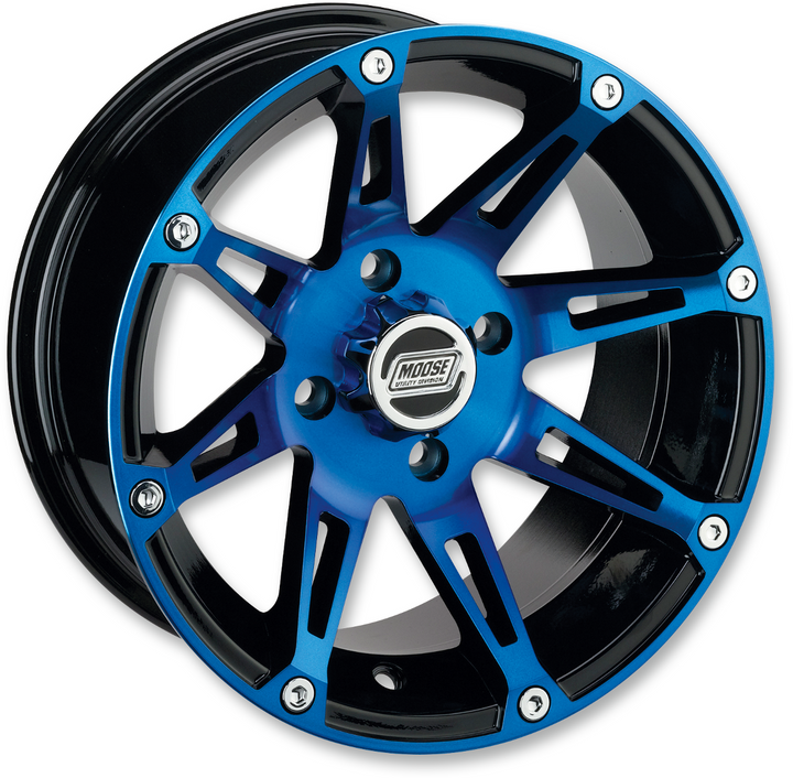 Moose Offroad Wheel - 387X - Rear - Anodized Blue/Black - 14X8 - 4/156 - 4+4 387MO148156BWB4