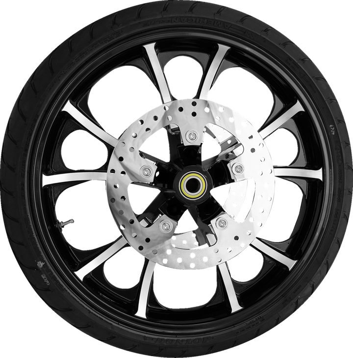 Coastal Moto Largo Front Wheel - Black Cut (21") | Rotors (11.8") | Dunlop Ae2 Tire (130/60B21) PKG2-LGO213BC-ABST