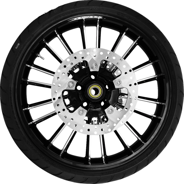 Coastal Moto Atlantic Front Wheel - Black Cut (21") | Rotors (11.8") | Dunlop Ae2 Tire (130/60B21) PKG2-ATL213BC-ABST