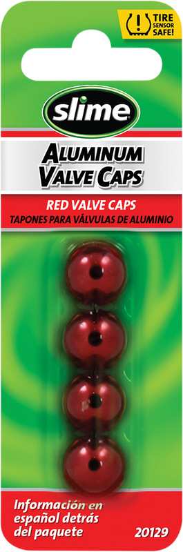 Slime Valve Stem Caps - Red - 4 Pack 20129