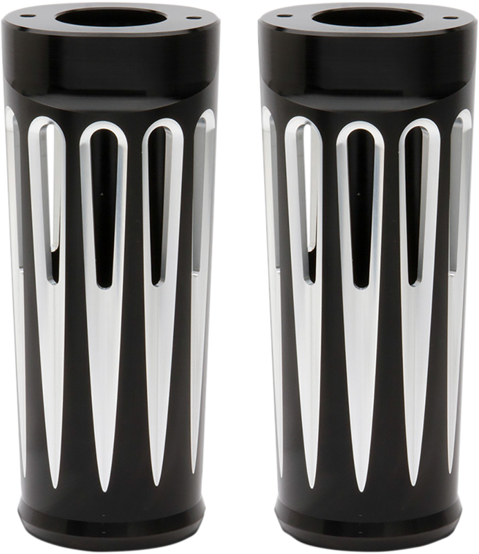 Arlen Ness Fork Boot Covers - +2" - Black Anodized - Deep Cut - Fl 20-029