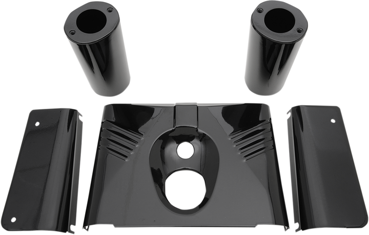 Drag Specialties Fork Tins - Gloss Black - Ribbed - '86-'17 Flst - 5-Piece 0411-0144