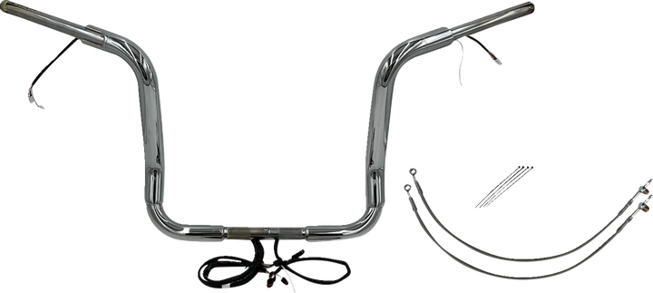 Fat Baggers Inc. Ez Install Wired 1-1/2" Round Top Handlebar Kit - 14" - Chrome 801514