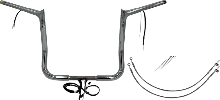 Fat Baggers Inc. Ez Install Wired 1-1/4" Pointed Top Handlebar Kit - 14" - Chrome 902214