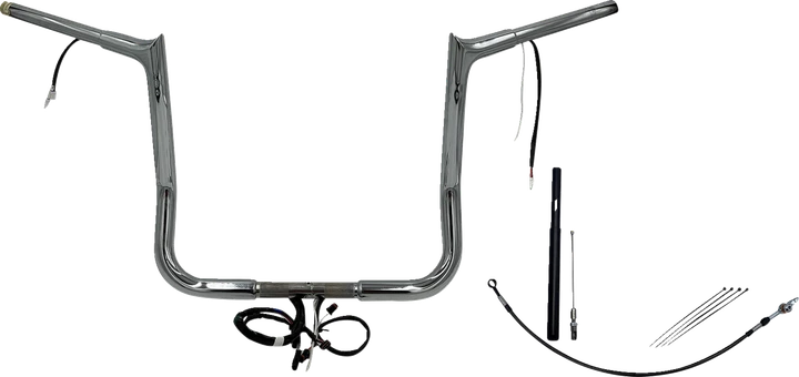 Fat Baggers Inc. Ez Install Wired 1-1/4" Pointed Top Handlebar Kit - 14" - Chrome 912014