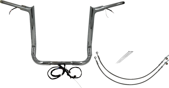 Fat Baggers Inc. Ez Install Wired 1-1/2" Pointed Top Handlebar Kit - 16" - Chrome 802216