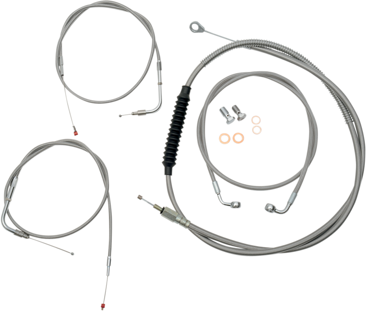 La Choppers Standard Stainless Braided Handlebar Cable/Brake Line Kit - Beach Bars - '96-'06 Softail LA-8100KT-04