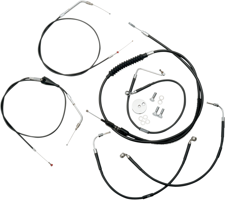La Choppers Standard Black Vinyl Handlebar Cable/Brake Line Kit - Mini Ape Hangers - '96-'07 Flh LA-8005KT-08B