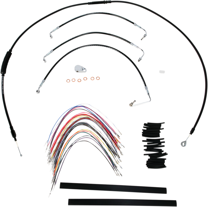 Burly Brand Complete Black Vinyl Handlebar Cable/Line Kit For Ape Hangers - 13" - '08-'13 Flh B30-1032
