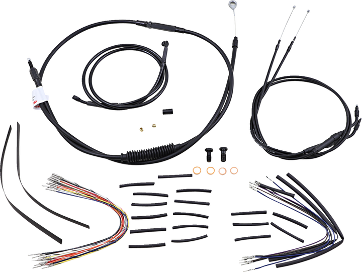 Burly Brand Complete Black Vinyl Handlebar Cable/Line Kit For Ape Hangers - 12" - '06 Fxd B30-1036