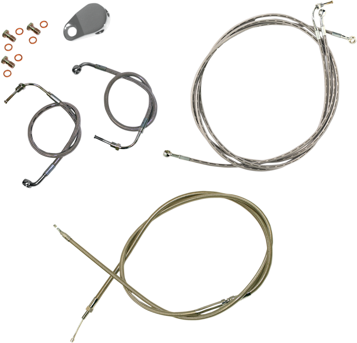 La Choppers Standard Stainless Braided Handlebar Cable/Brake Line Kit - 12"-14" Ape Hangers - '09-'13 Flh LA-8051KT-13