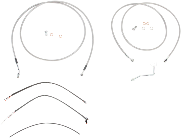 Burly Brand Complete Stainless Braided Handlebar Cable/Brake Line Kit - 13" Ape Hangers - '14-'16 Flh B30-1119