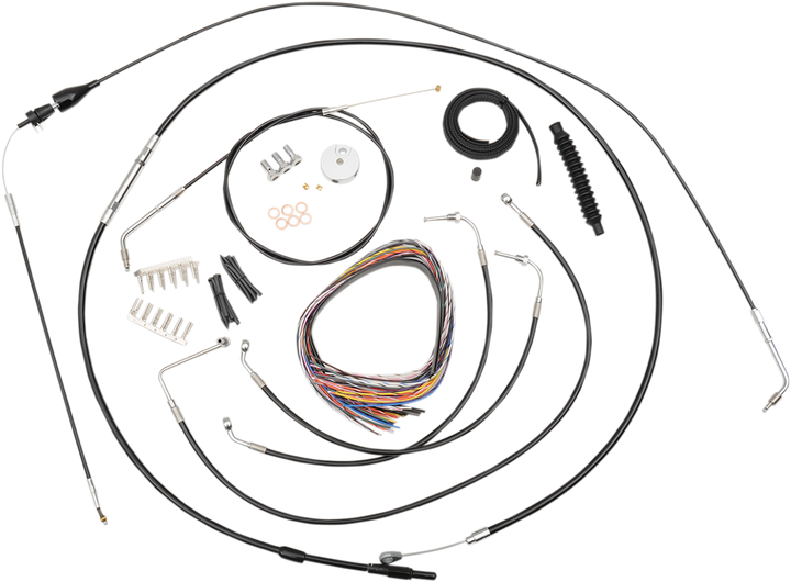 La Choppers Complete Black Vinyl Braided Handlebar Cable/Brake Line Kit - 18"-20" Handlebars - '96-'06 Flh LA-8005KT2A-19B