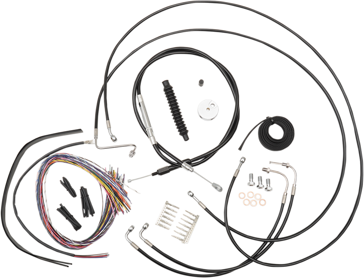 La Choppers Complete Black Vinyl Braided Handlebar Cable/Brake Line Kit - 12"-14" Handlebars - '08-'13 Fltr LA-8050KT2-13B