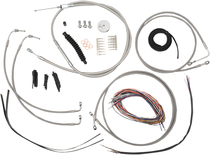 La Choppers Complete Stainless Braided Handlebar Cable/Brake Line Kit - Mini Handlebars - '08-'13 Flh LA-8051KT2-08