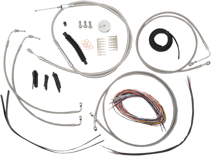 La Choppers Complete Stainless Braided Handlebar Cable/Brake Line Kit - 12"-14" Handlebars - '08-'13 Flh LA-8051KT2-13