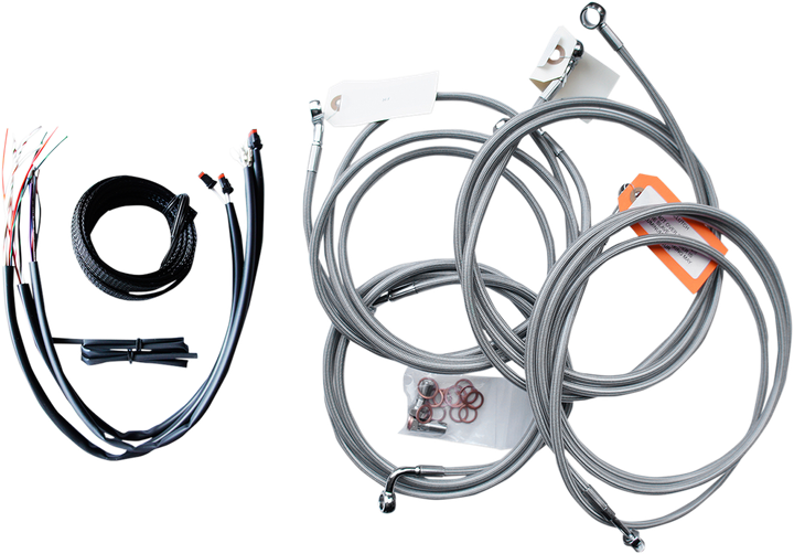 La Choppers Complete Stainless Braided Handlebar Cable/Brake Line Kit - 15"-17" Handlebars - '14-'15 Fl LA-8052KT2-16