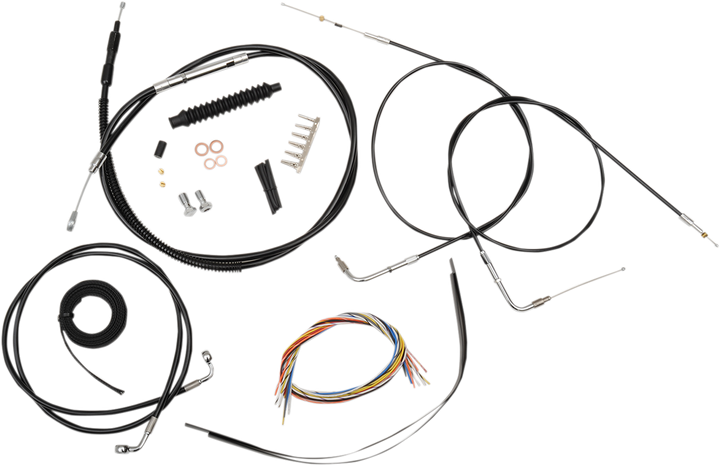 La Choppers Complete Black Vinyl Braided Handlebar Cable/Brake Line Kit - 15"-17" Handlebars - '96-'06 Softail LA-8100KT2-16B