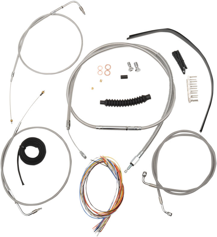 La Choppers Complete Stainless Braided Handlebar Cable/Brake Line Kit - 15"-17" Handlebars - '00-'06 Fxst LA-8130KT2-16