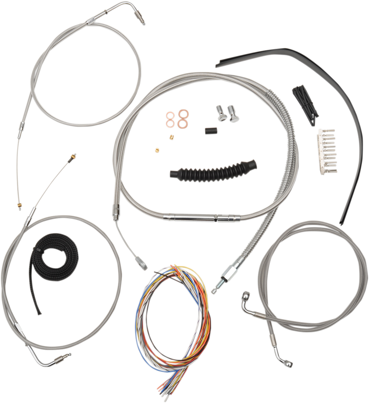 La Choppers Complete Stainless Braided Handlebar Cable/Brake Line Kit - 18"-20" Handlebars - '12-'17 Fxdb/C LA-8210KT2B-19