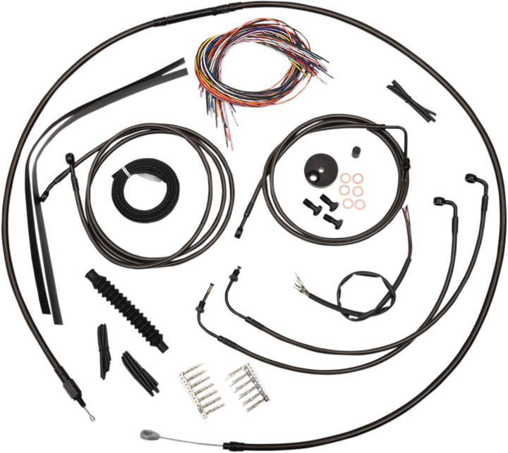La Choppers Complete Midnight Braided Cable Kit - 12"-14" Handlebars - Abs - '08-'13 Fltr LA-8050KT2-13M