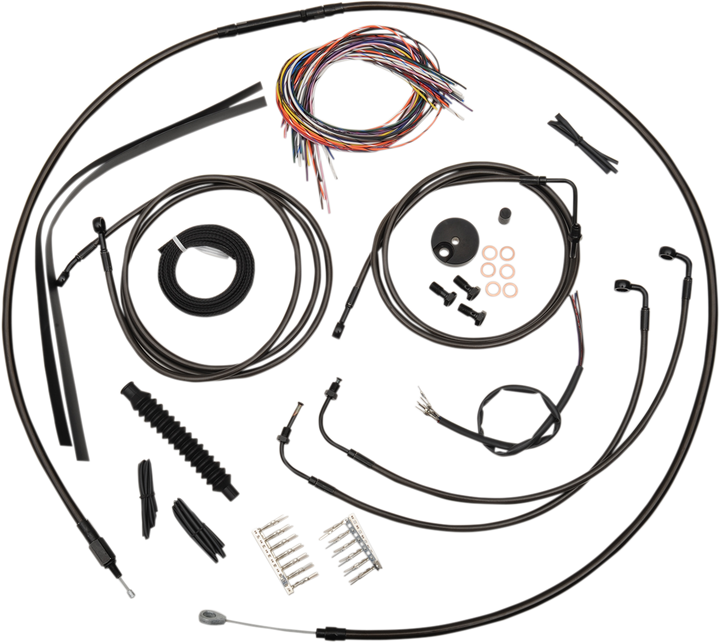 La Choppers Complete Midnight Braided Cable Kit - 15"-17" Handlebars - Abs - '08-'13 Fltr LA-8050KT2-16M