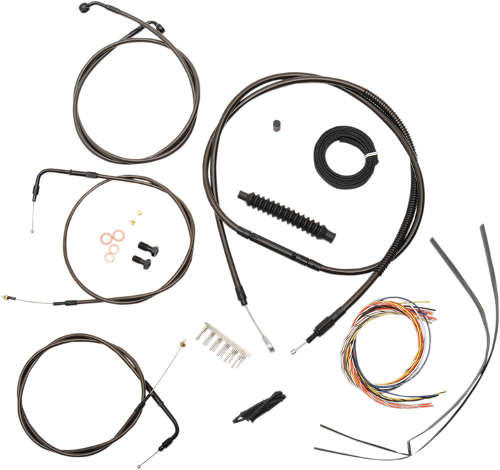 La Choppers Complete Midnight Braided Cable Kit - 18"-20" Handlebars - '00-'06 Fxst LA-8130KT2-19M